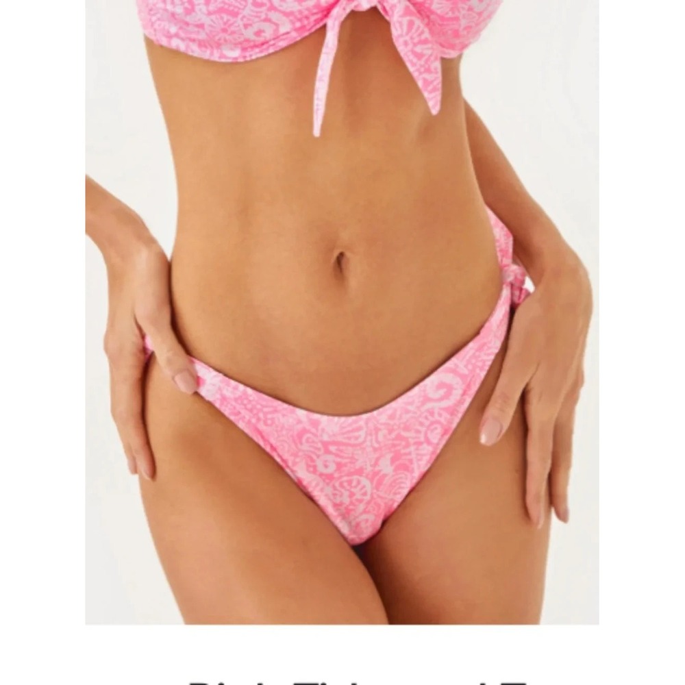 Lilly Pulitzer Bikini Bottom Side Tie Roga Tidepool Treasures Pink Size 8 Resort